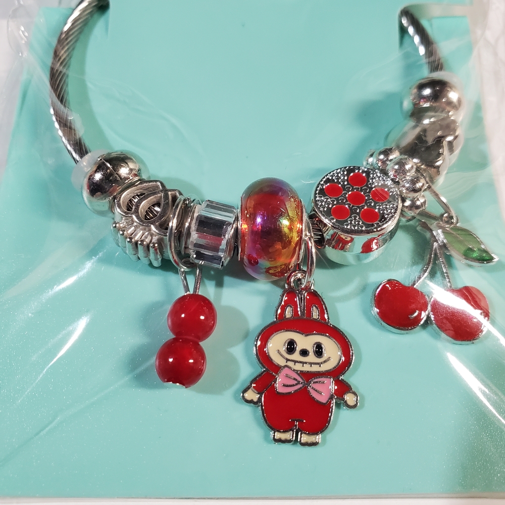 Stainless Steel Labubu Charm Bracelet & Pen Set - Picture 2 of 5